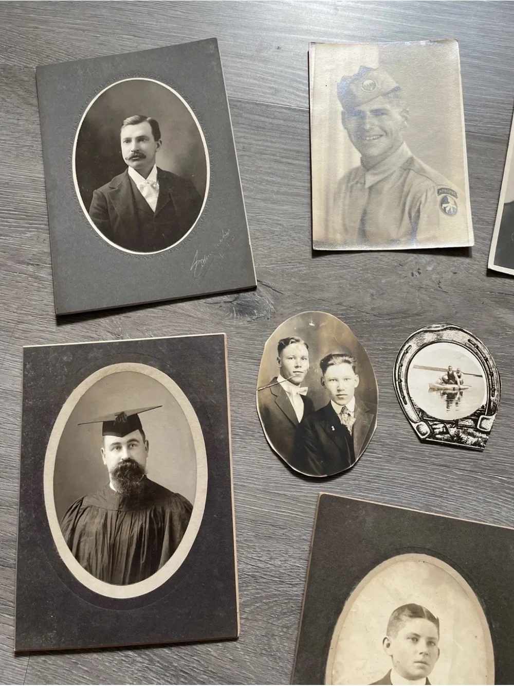 Antique Photo Lot (15) - Men’s Portraits, Military WWII, Cabinet Cards Vintage